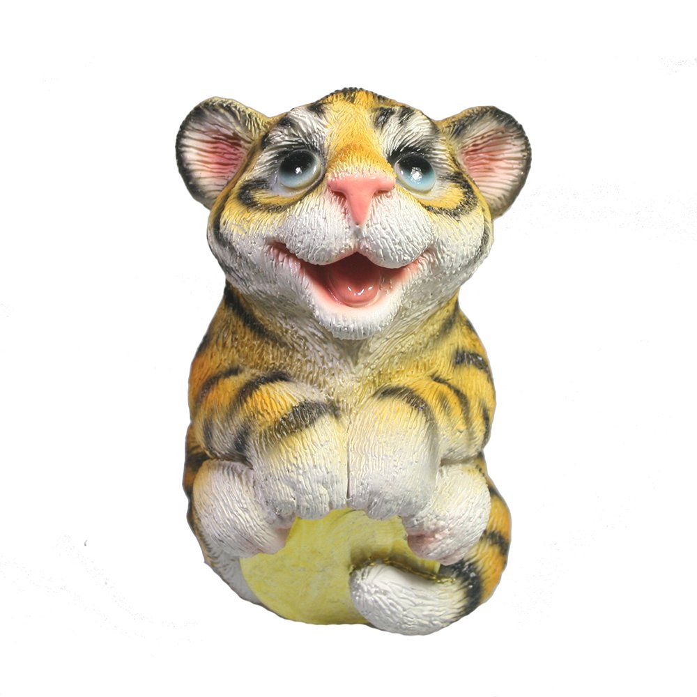 Фигура декоративная Счастливый тигр с монетой (рыжий) L4.5W4.5H7