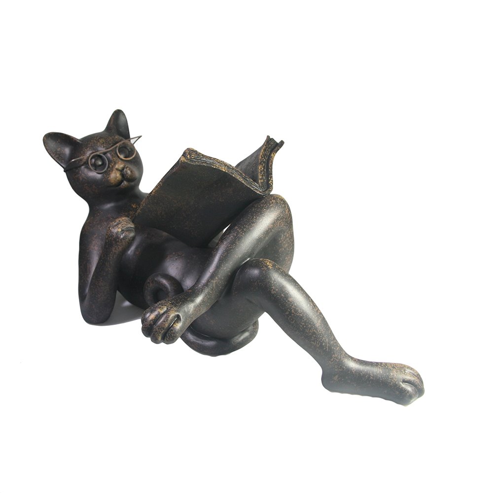 Фигура декоративная Кот с книгой (черный) L47W26H23