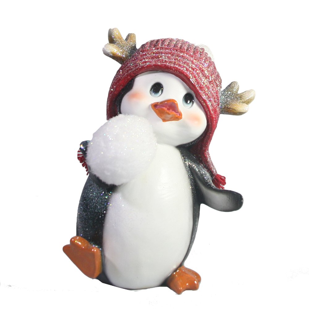Фигура декоративня Пингвиненок со снежком (в правом крыле)