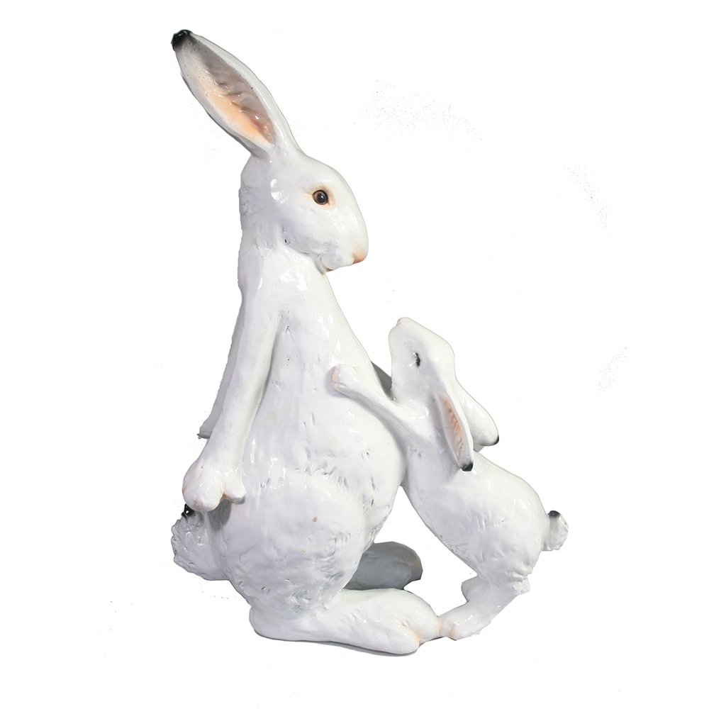 Фигура декоративная Зайчиха с зайчонком (белый)