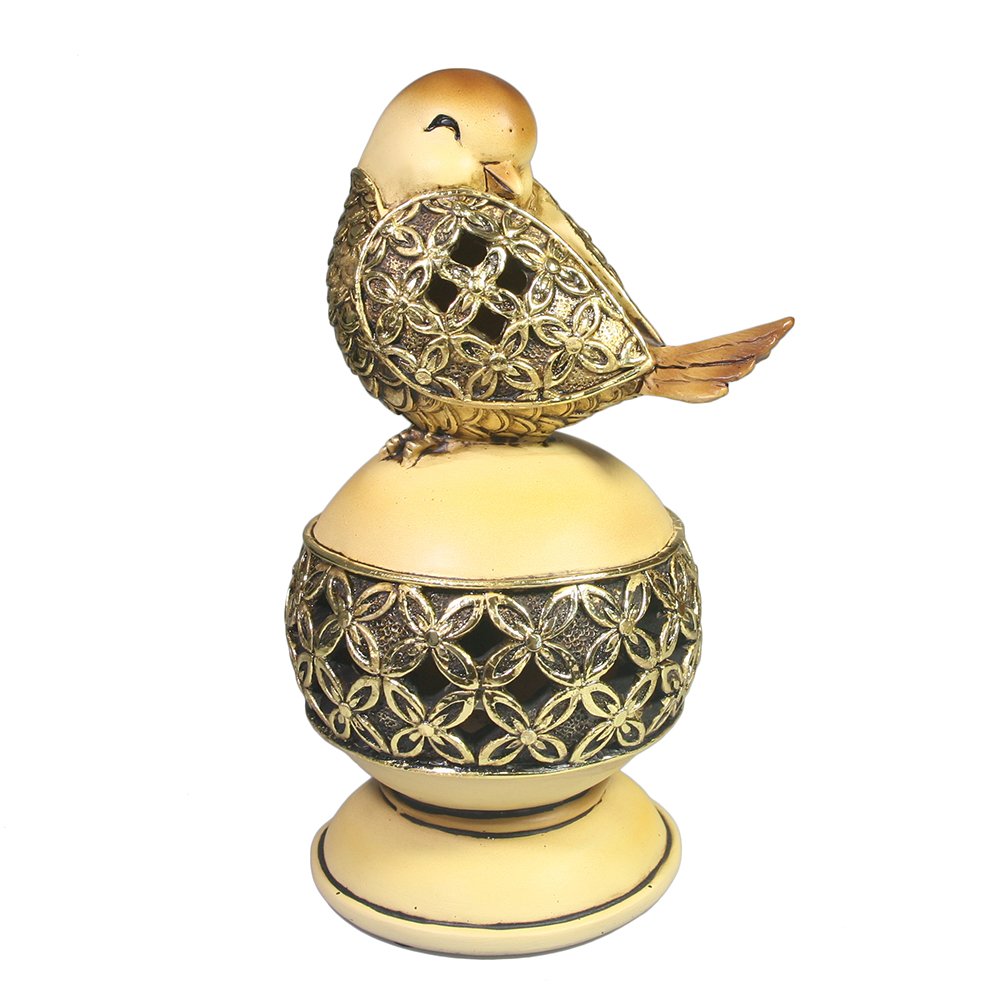 Фигура декоративная Птичка на резном шаре (бежевый) L9,5W12H20