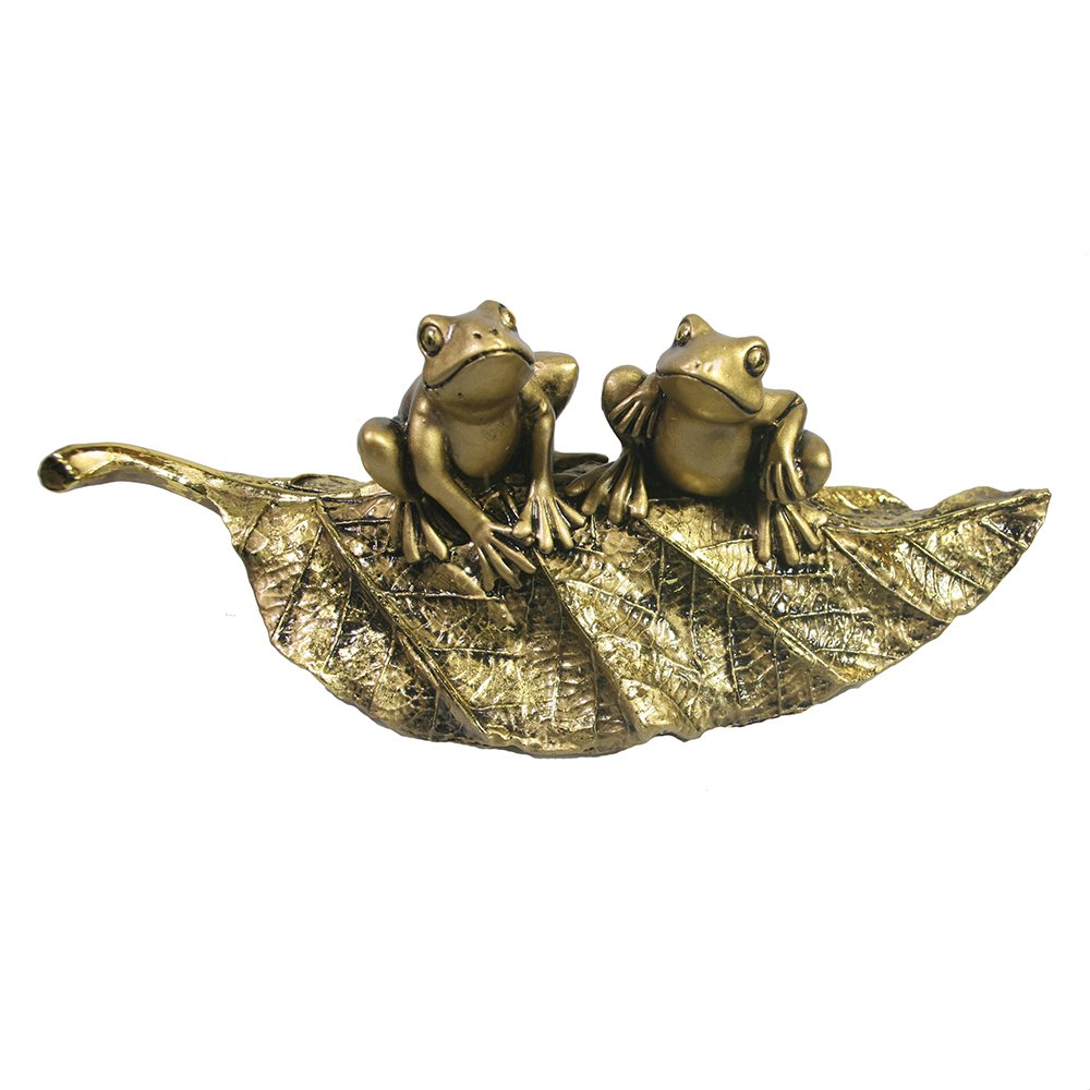 Фигура декоративная Лягушки на листочке (золото)