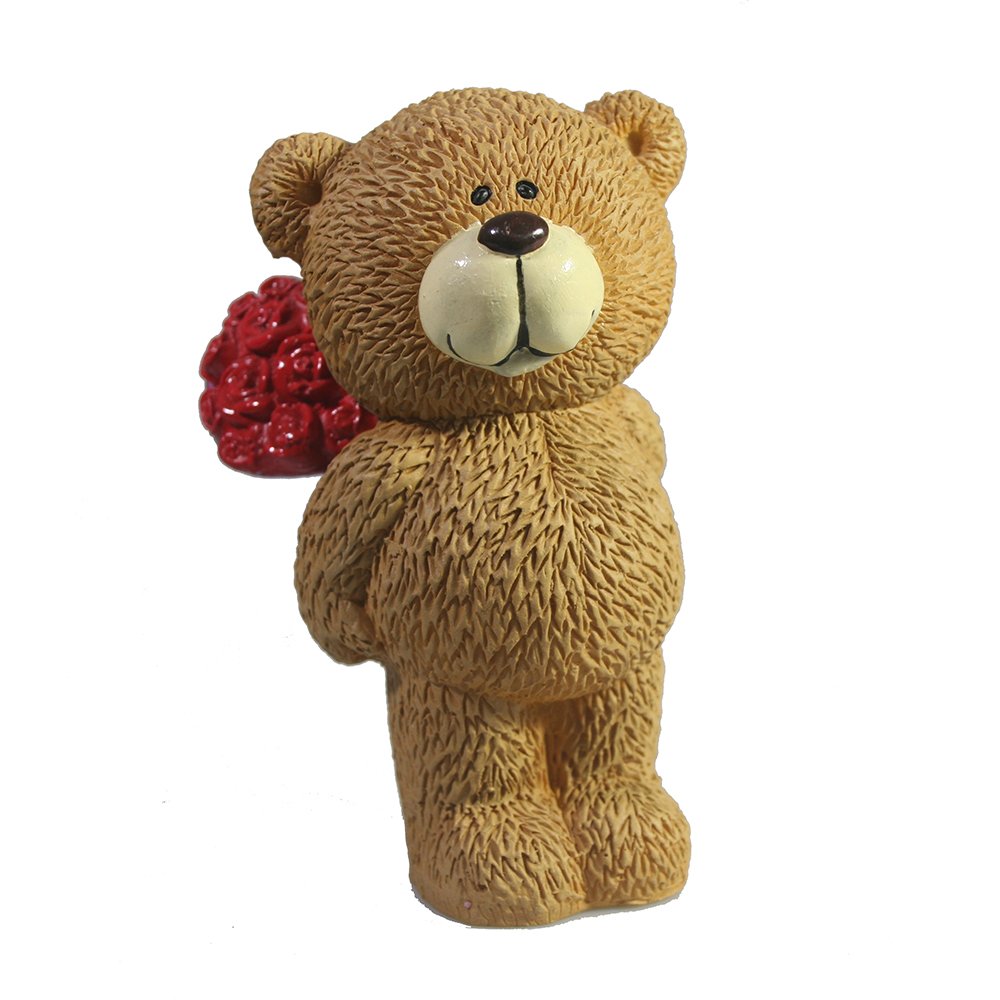 Фигура декоративная Медвежонок с букетом (бежевый) L4W4.5H11