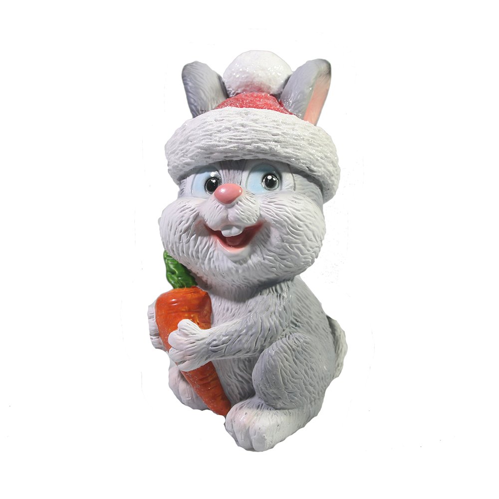 Символ года Счастливый зайка с морковкой (серый) L6W8Н13