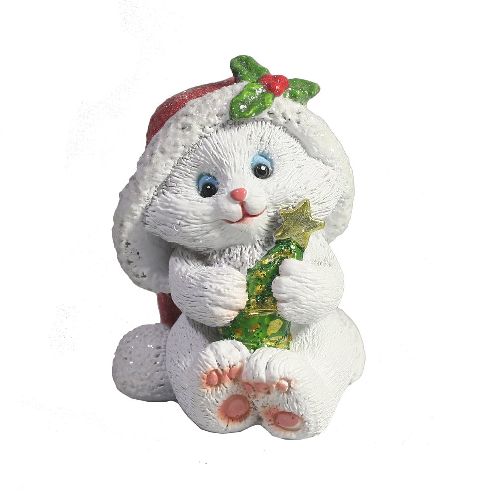 Фигура декоративная Котенок с елочкой (белый) L5.5W5.5H6