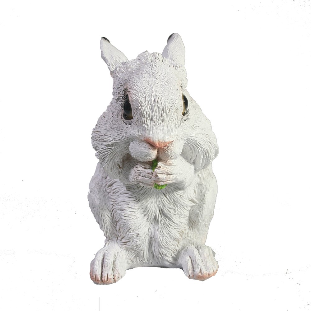 Фигура декоративная Пушистый кролик ест (белый) L7W10H12