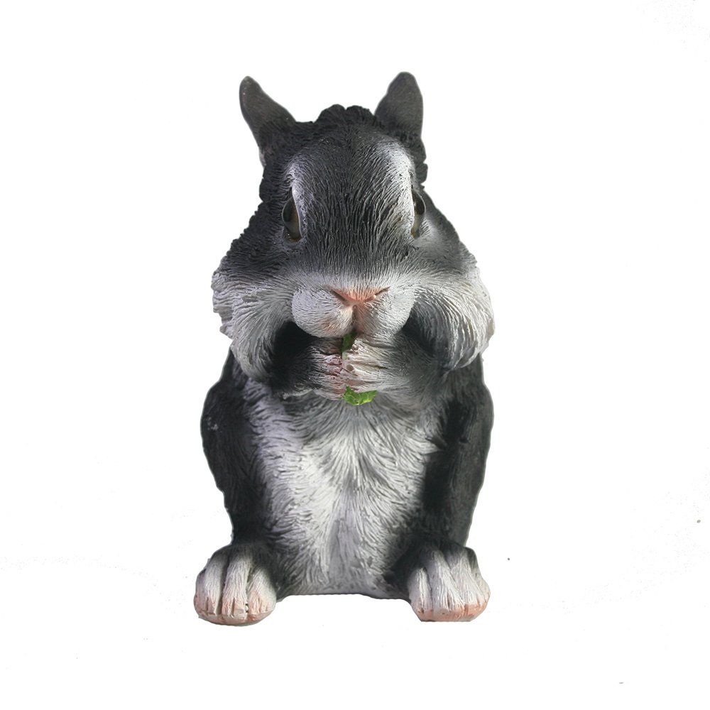 Фигура декоративная Пушистый кролик ест (черный) L7W10H12