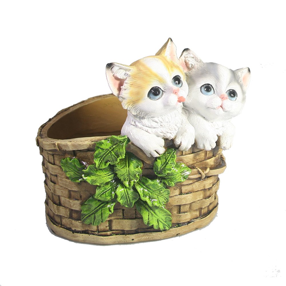 Кашпо декоративное Два котенка в лукошке