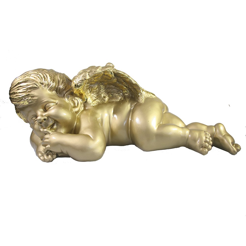 Фигура декоративная Спящий ангел (светлое золото) L36W19H13 см