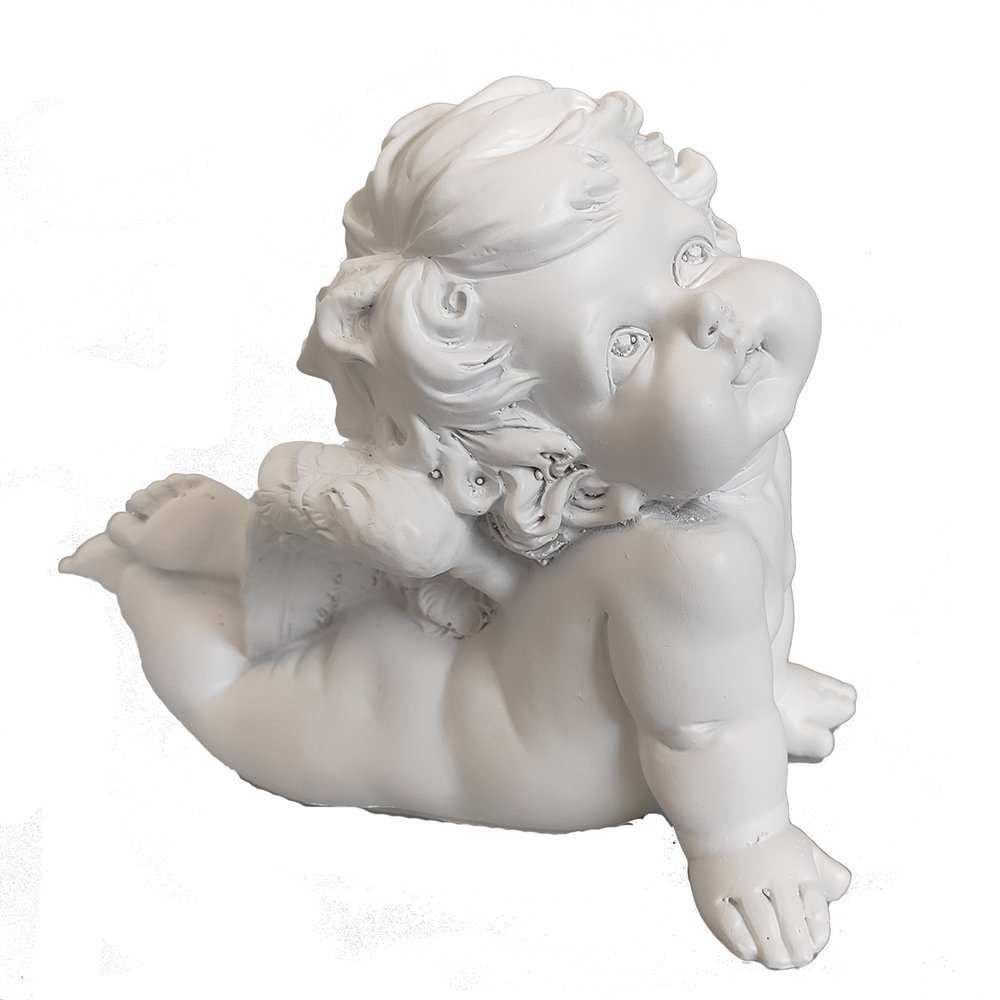 Фигура декоративная Мечтательный ангел (белый) L17W9,5H15