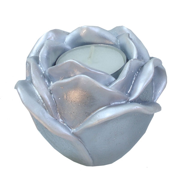 Изделие декоративное Подсвечник Роза (цвет серебро), размер 9*9*7см
