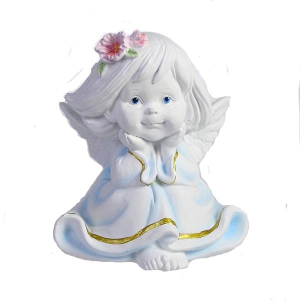 Фигурка Малышка-ангел с цветами в волосах, 7*8*9см