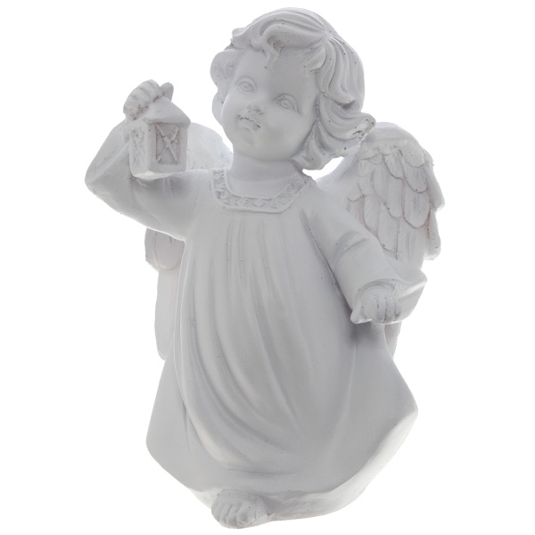 Фигура декоративная Ангел с фонариком (цвет белый), 11*8*15 cм