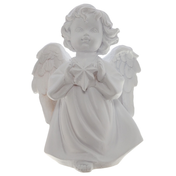 Фигура декоративная Ангелочек со звездочкой (цвет белый), 11*8*15 cм