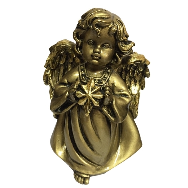 Фигура декоративная Ангелочек со звездочкой (цвет позолоч.), 11*8*15 cм