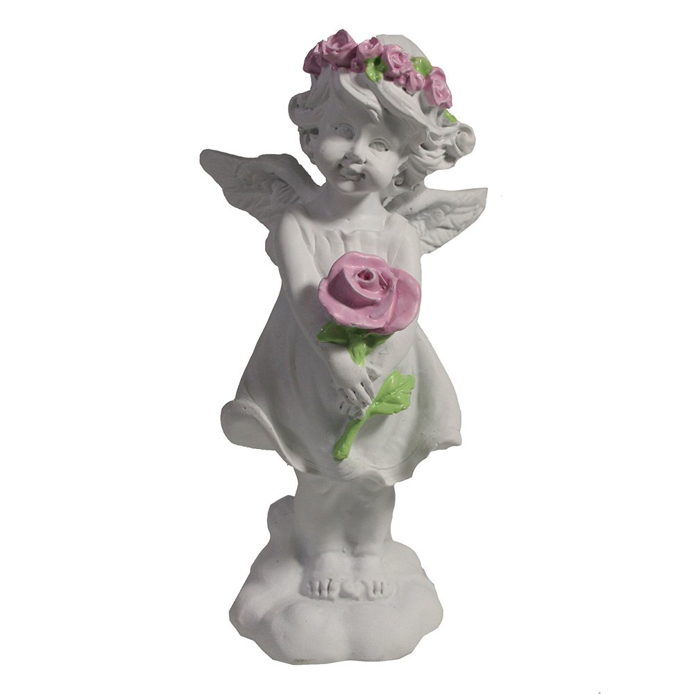 Изделие декоративное Ангел с розой (акрил), 6*6.5*12.5см