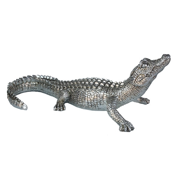 Фигура декоративная Кайман (цвет серебро), размер 34*18*12,5см