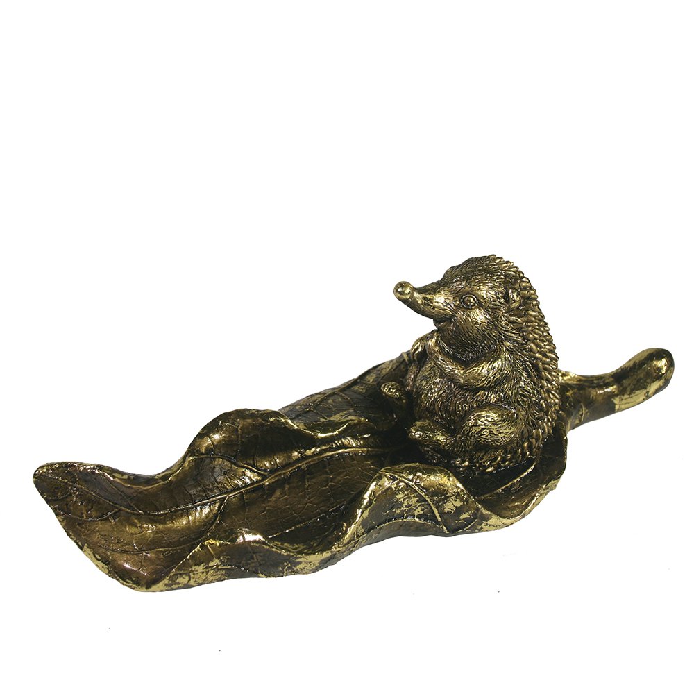 Фигура декоративная Ежик на листочке (золото) 22.5*18.5*8.5см