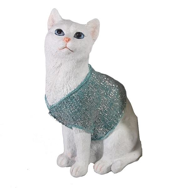 Фигура декоративная Кот в свитере (голубой), 9*12*19см.