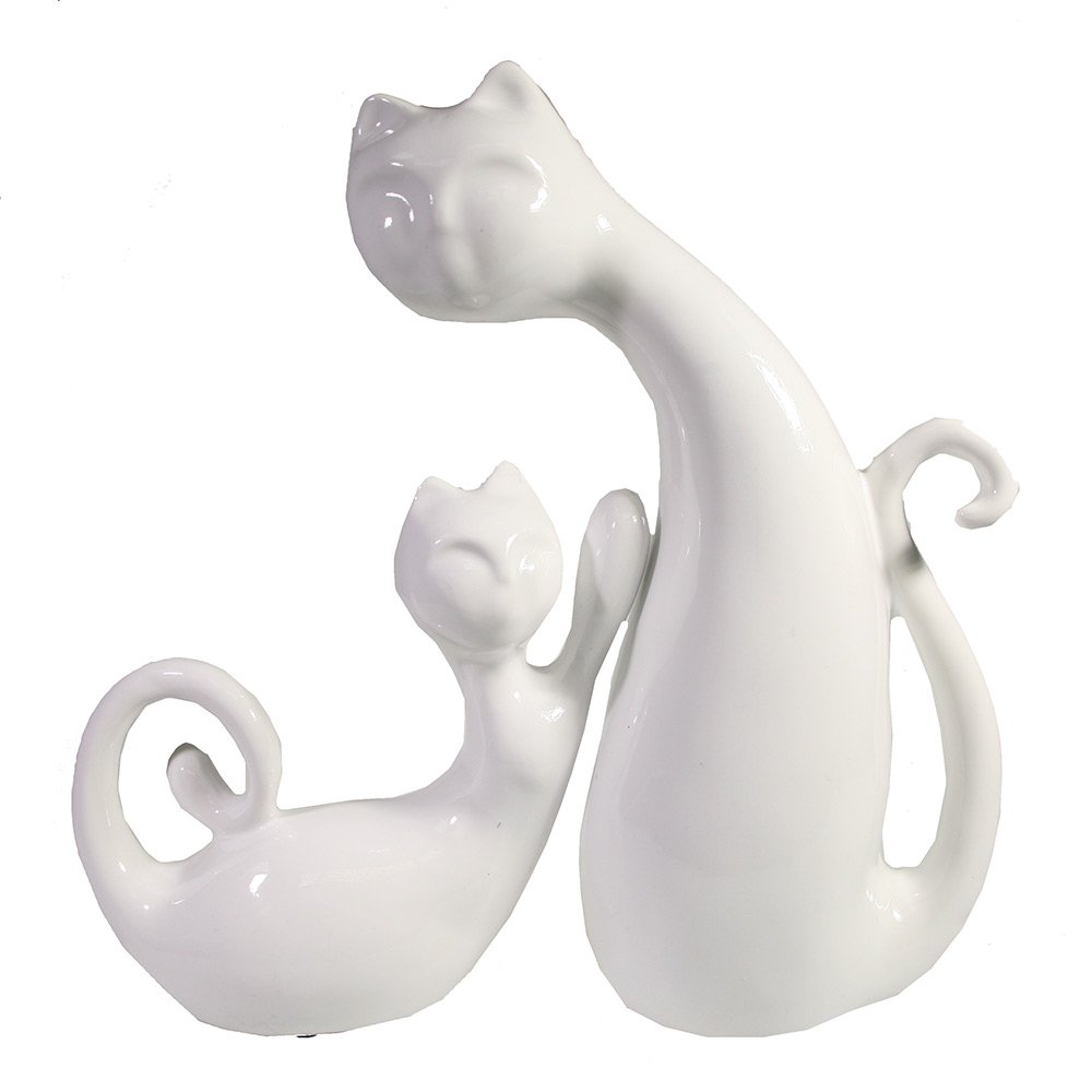 Набор из 2-х декоративных фигурок Кошки (белый), 16,5*7*16см (маленькая), 17*9*26,5см (большая)