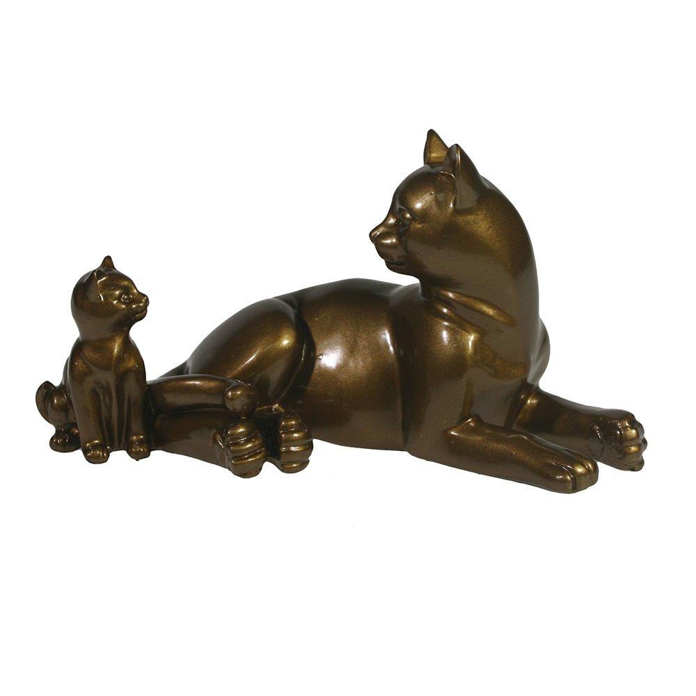 Фигура декоративная Кошка с котенком (темное золото глянец), 17*9*9 см