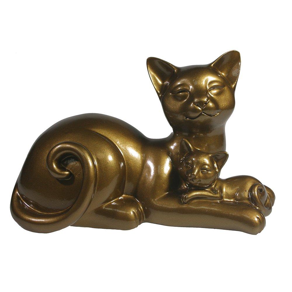 Фигура декоративная Кошка с котенком (темное золото глянец), 18*10*12 см
