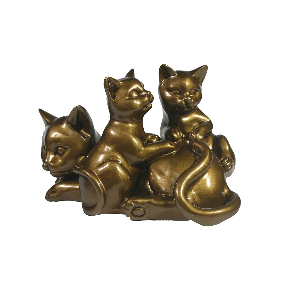Фигура декоративная Кошка с котятами (темное золото глянец), 17*12*11 см