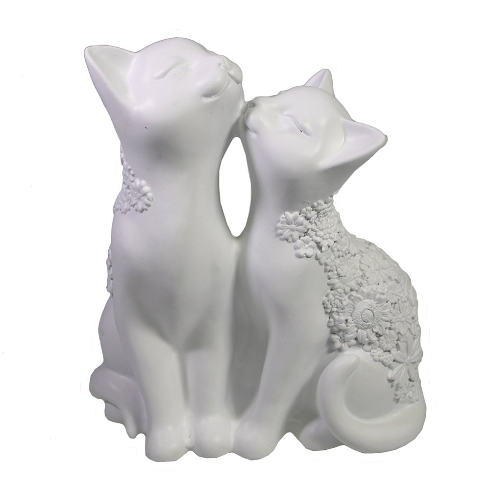 Фигура декоративная Кот и кошка (белый) 8*12,5*14см