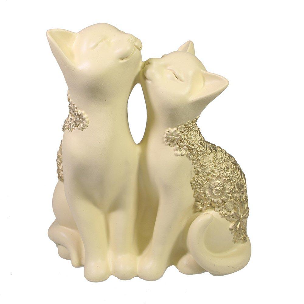 Фигура декоративная Кот и кошка (слоновая кость) 8*12,5*14см