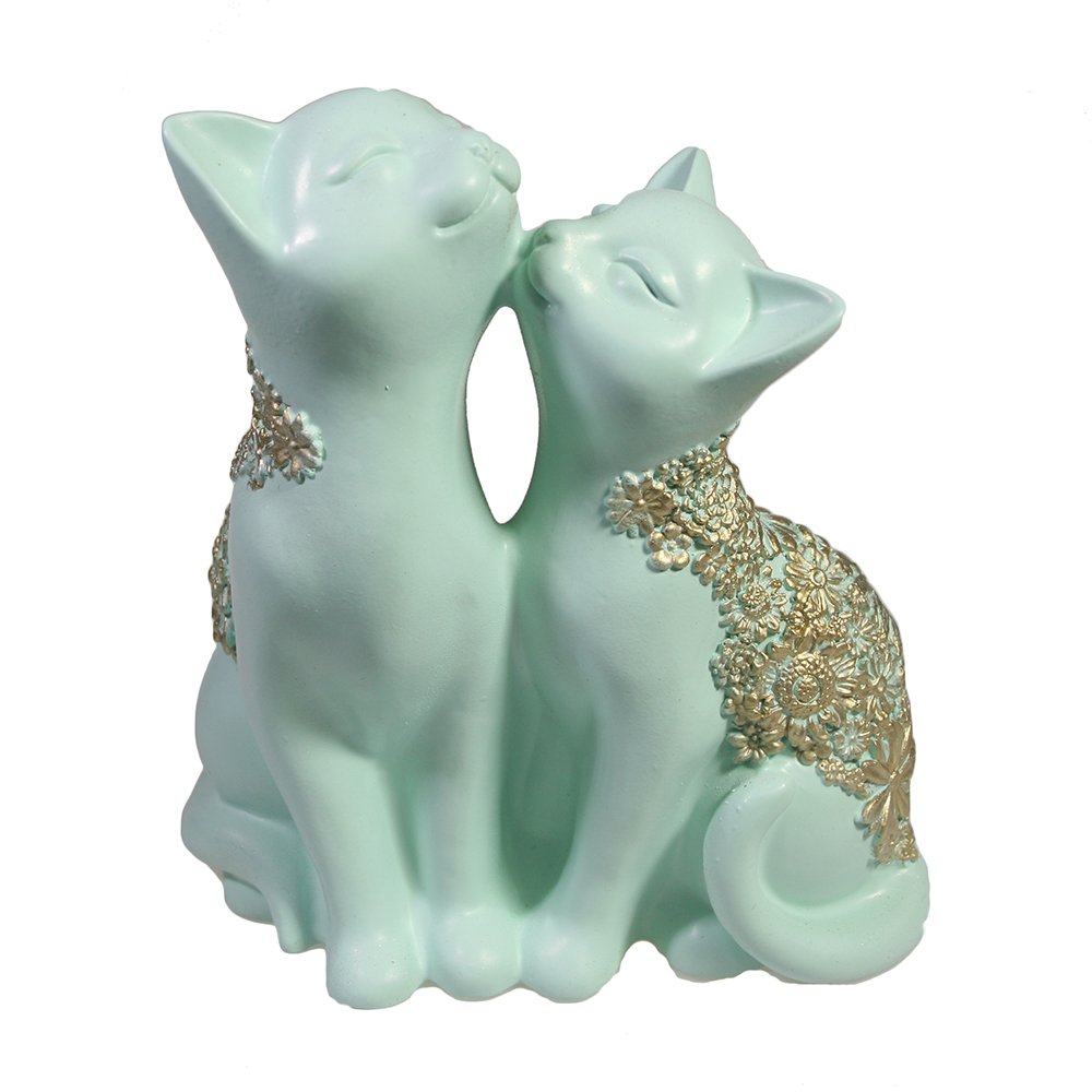 Фигура декоративная Кот и кошка (бирюзовый) 8*12,5*14см