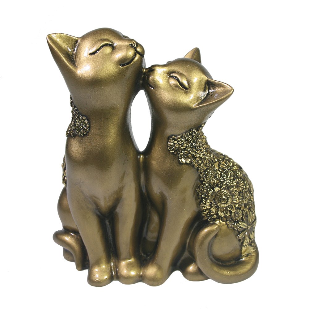 Фигура декоративная Кот и кошка (темное золото) 8*12,5*14см