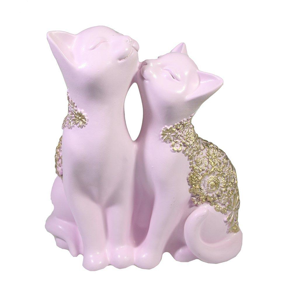 Фигура декоративная Кот и кошка (розовый) 8*12,5*14см