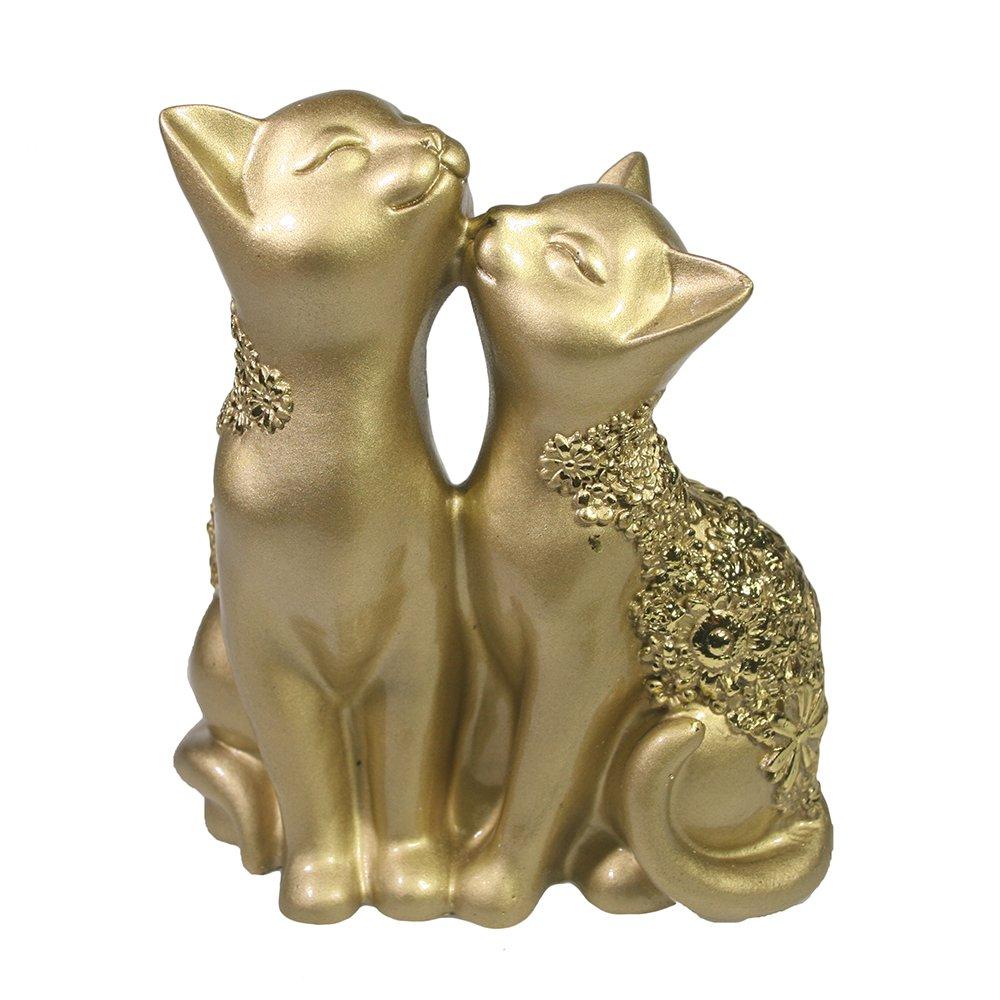 Фигура декоративная Кот и кошка (светлое золото) 8*12,5*14см