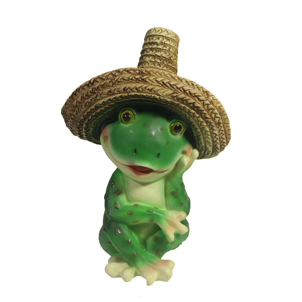 Фигура декоративная Лягушка в соломенной шляпе, 11*12*16,5