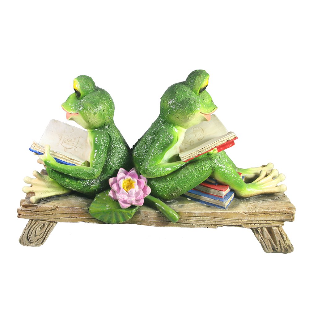 Фигура декоративная Две лягушки с книжками на лавке