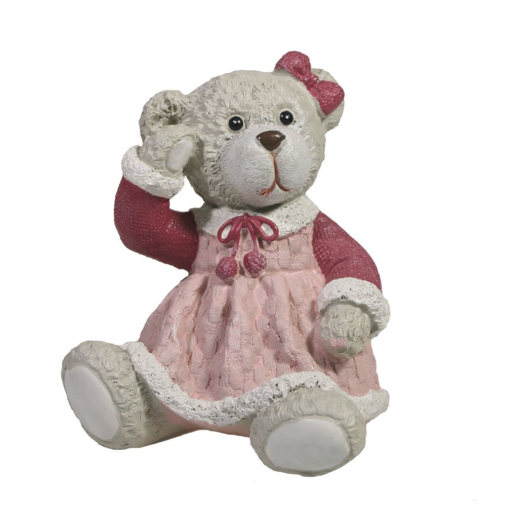 Фигура декоративная Мишка в платье вид №2 (розовый), 7.5*8*9.5см
