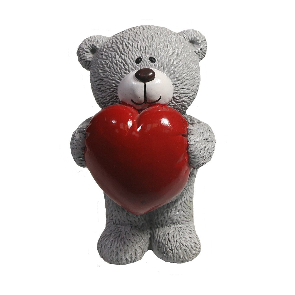 Фигура декоративная Влюбленный медвежонок (серый), 7*7*11см