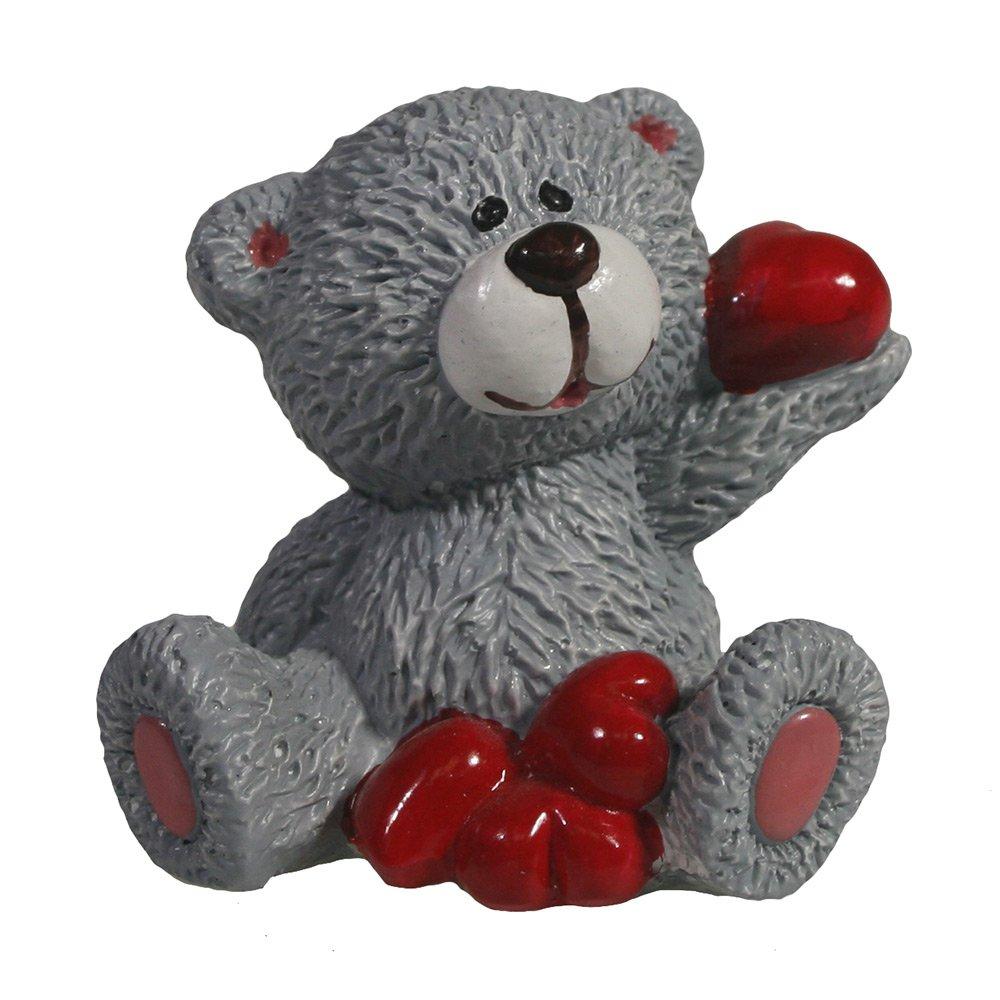 фигура декоративная Мишка с сердечками (серый), 5*5*5,5см