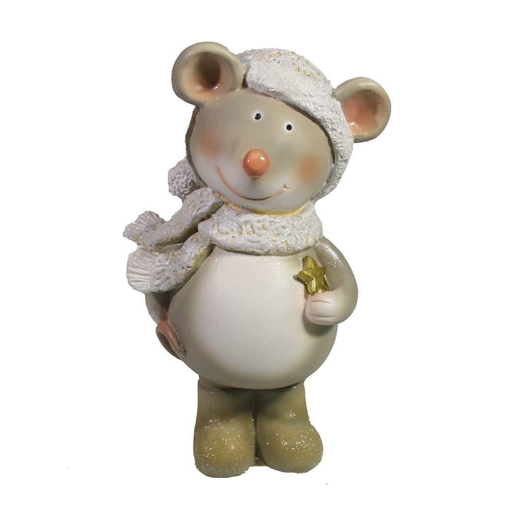 Фигурка декоративная Мышка Алиса в белой шапочке (серый) 12*9 *16 см