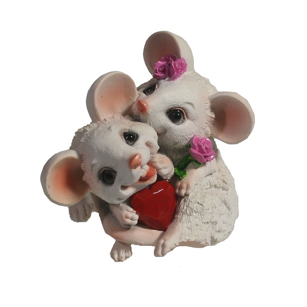 Фигурка декоративная Влюбленные мышата (белый), 8*7*12,5 см