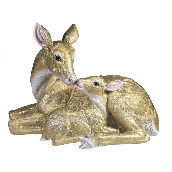 Фигура декоративная Олениха с олененком (золото), 33*15.5*25см