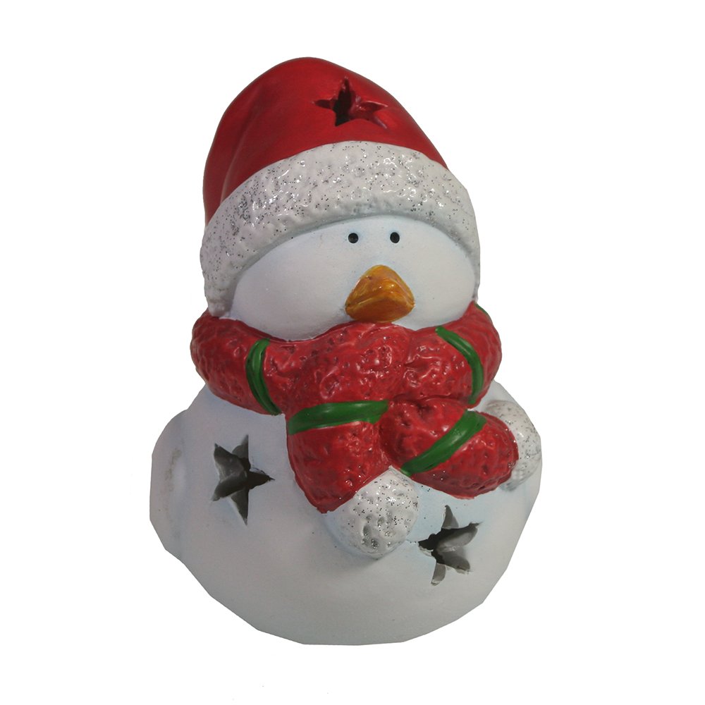 Фигура декоративная со светодиодом Птичка в шарфике и шапке (красный) 9*7*10см