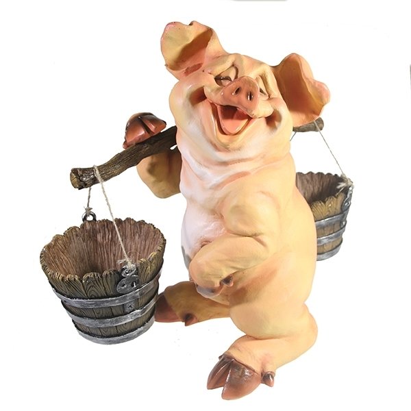 Фигура декоративная Свинка с коромыслом (без пятен), 22*19*34см