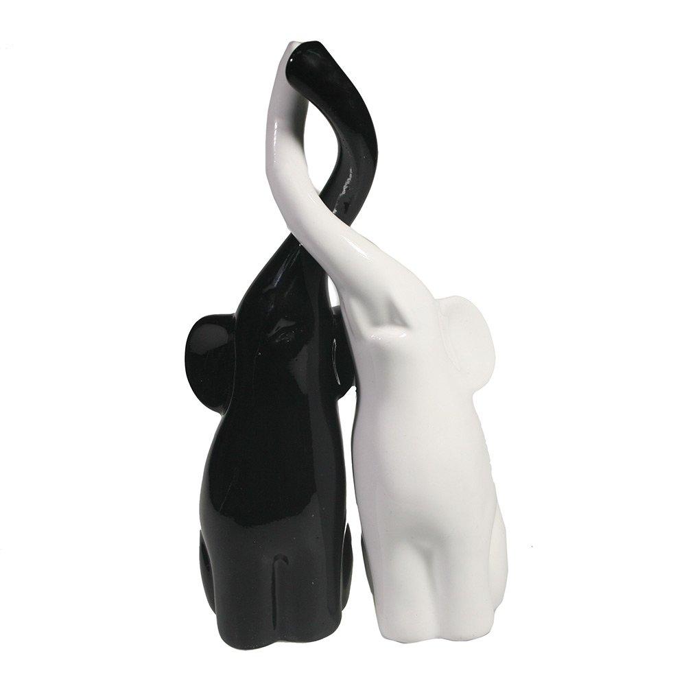 Фигура декоративная Пара слонов (черный+белый глянец), 9*14*26см