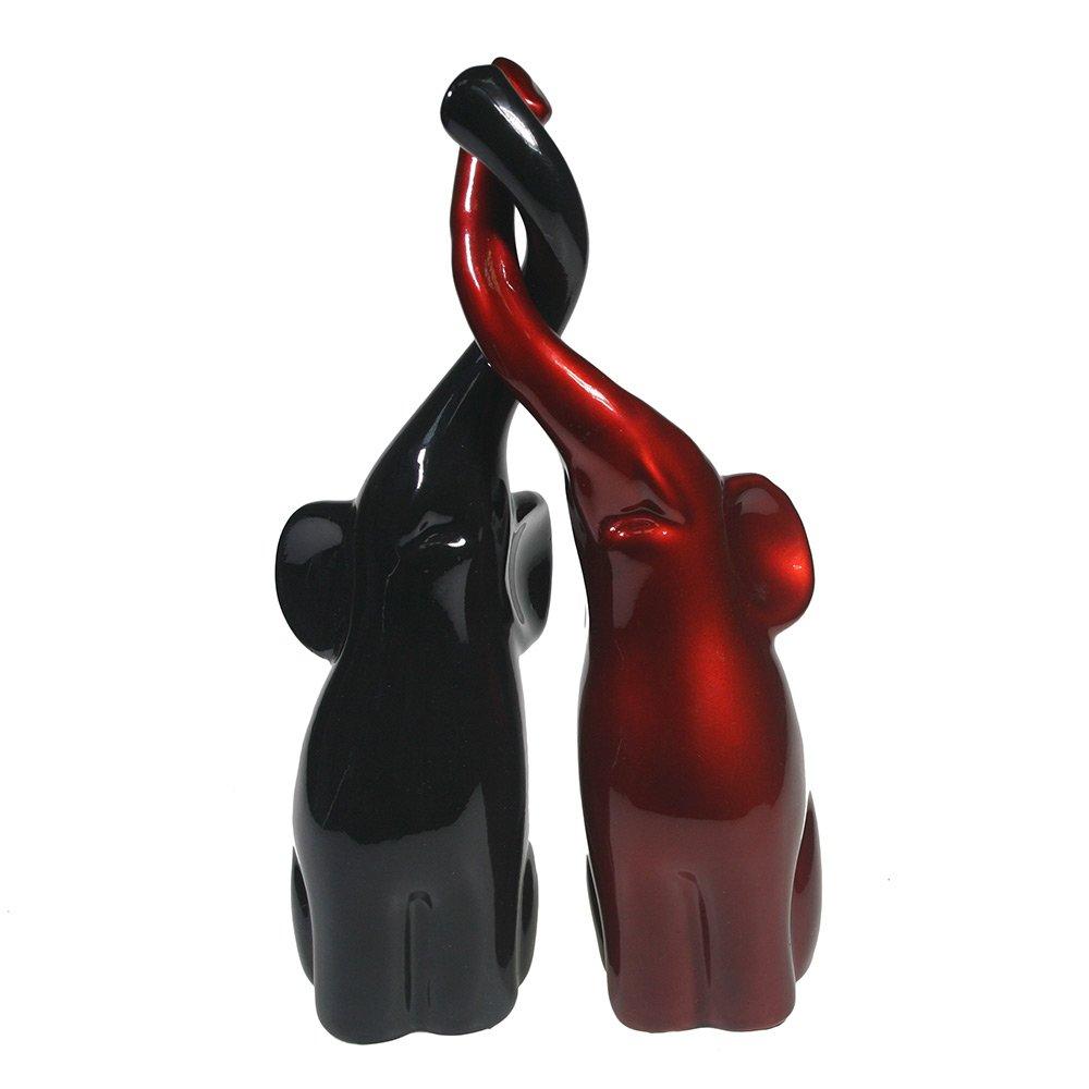 Фигура декоративная Пара слонов (черный+бордовый глянец), 9*14*26см