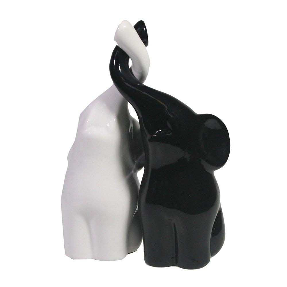 Фигура декоративная Пара слонов (черный+белый глянец), 6,5*12*16см