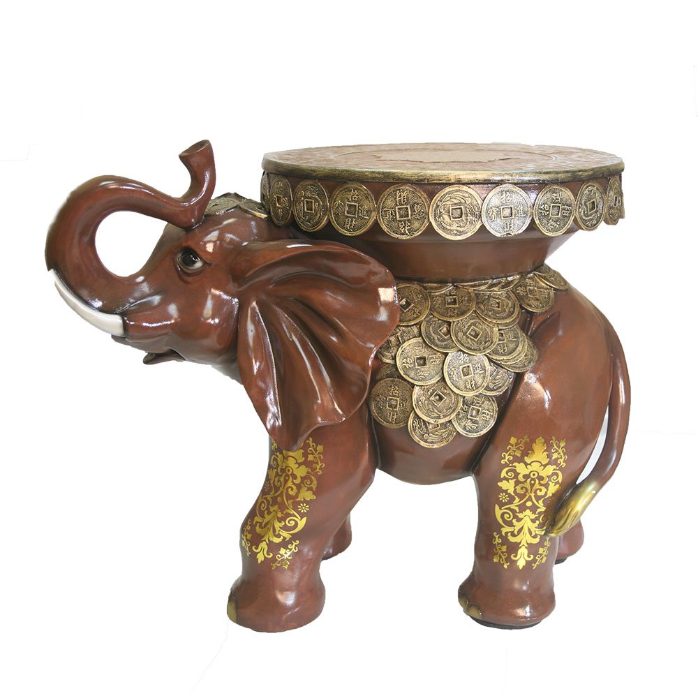 Фигура декоративная Слон с монетами (цвет красное дерево), 53*32*43 см