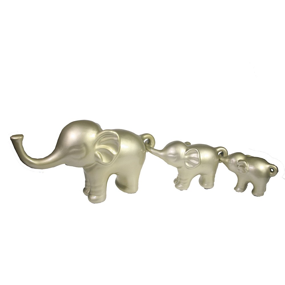Набор из 3-х декоративных фигурок Семья слонов (серебристо-бежевый), 57*15*8,5см