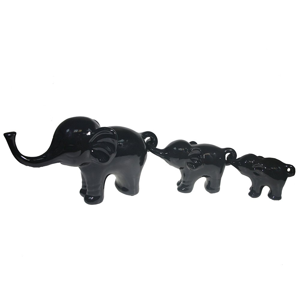Набор из 3-х декоративных фигурок Семья слонов (черный), 57*15*8,5см