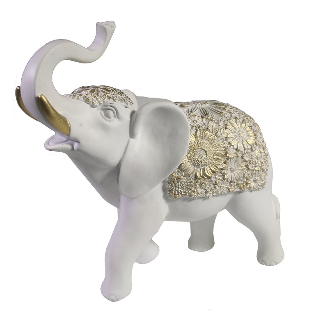 Фигура декоративная Слон (белый+золото) 19*7 *20см
